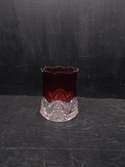 Vintage 1800s EAPG Ruby Glass Cup with Ruffled Rim