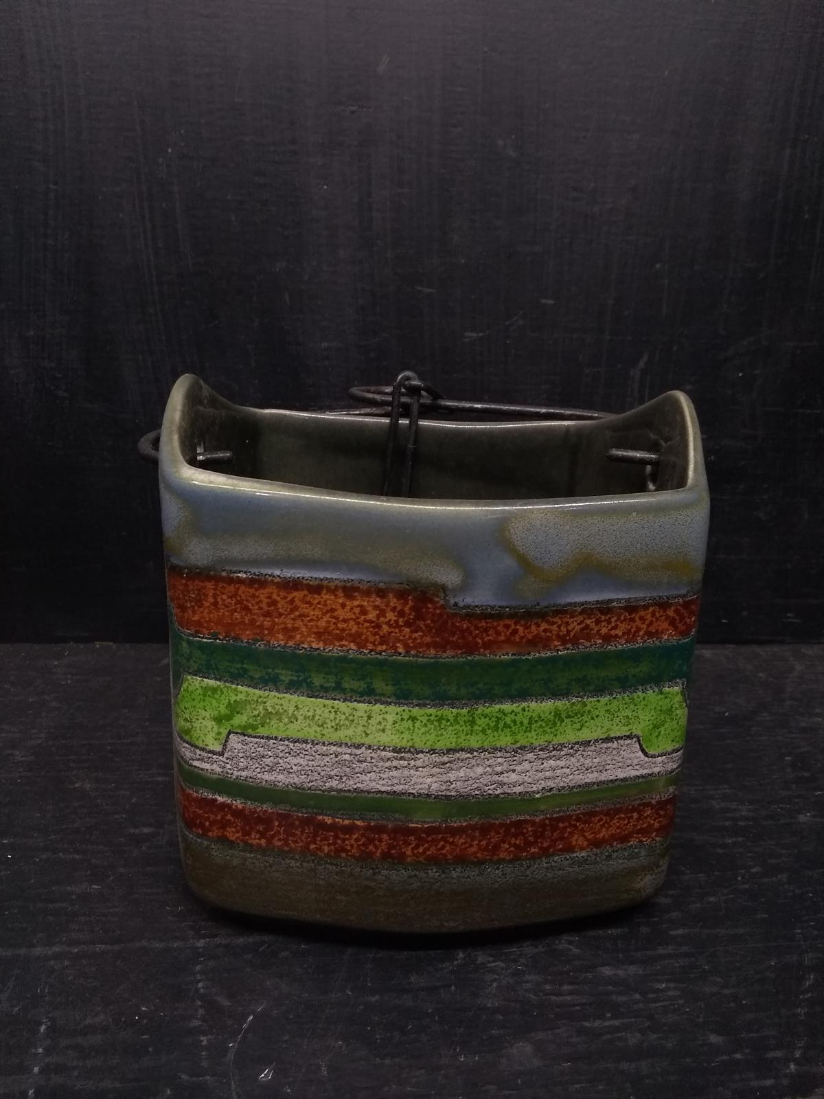 Artisan Pottery Hanging Pot with Southwestern Motif