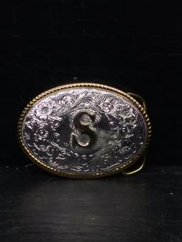 The Heritage Collection Silver and Gold Tone Belt Buckle "S"