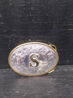The Heritage Collection Silver and Gold Tone Belt Buckle "S"