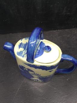 Contemporary Flow Blue Victoria Ware Ironstone Teapot