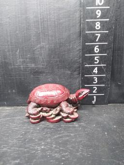 Chinese Red Resin Luck Turtle