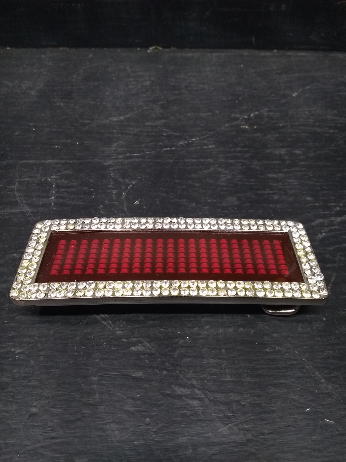 Programmable LED Belt Buckle -Red and Rhinestone-NIB