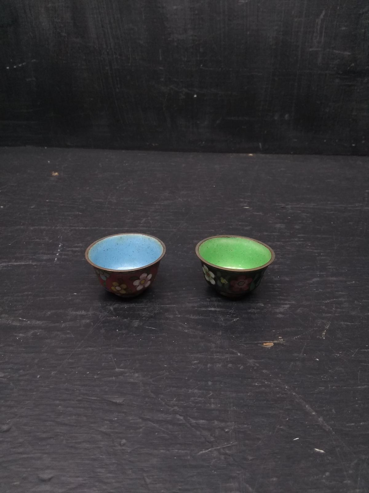 Pair Miniature Cloisonne Bowls