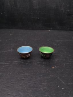 Pair Miniature Cloisonne Bowls