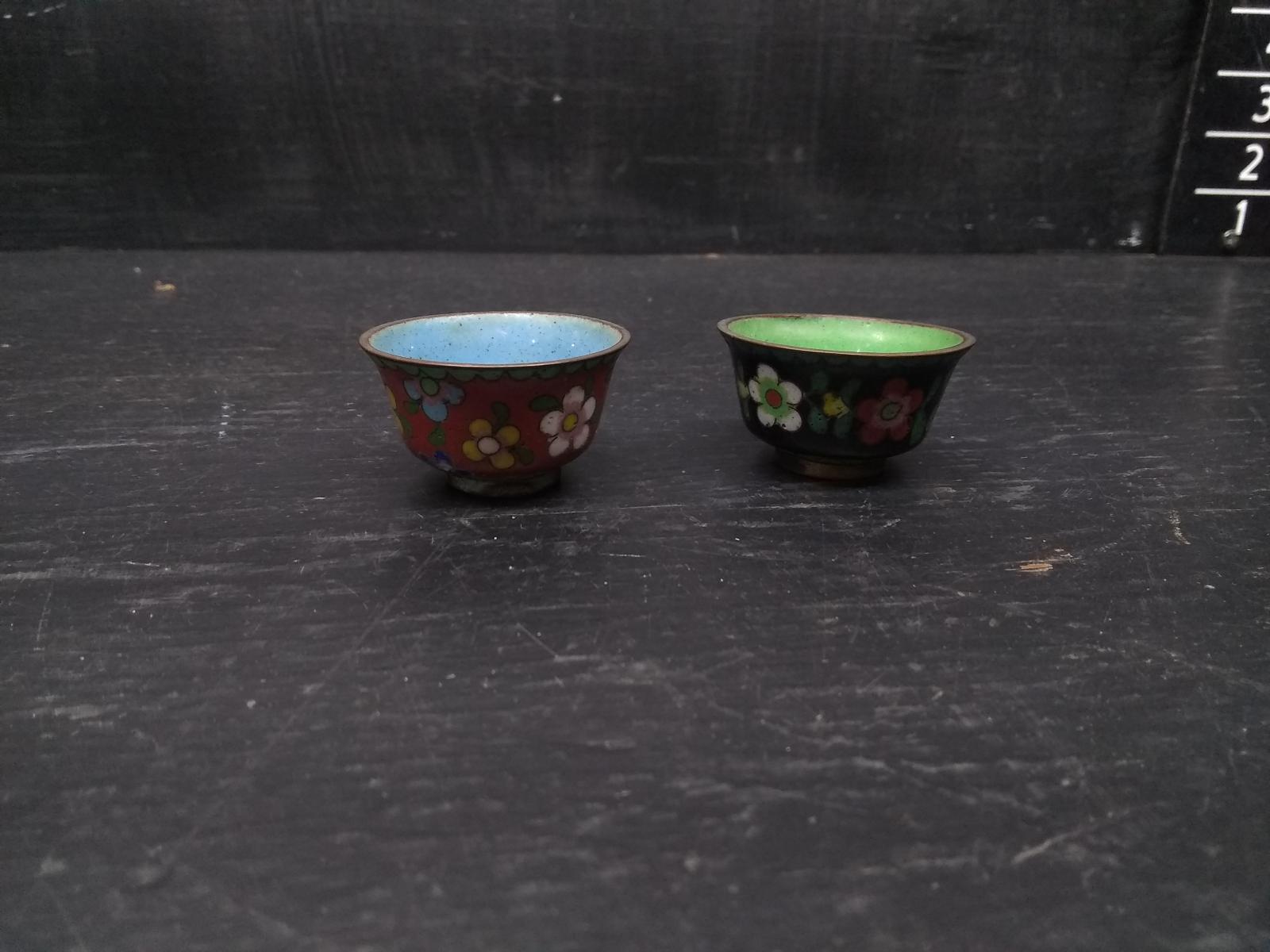 Pair Miniature Cloisonne Bowls