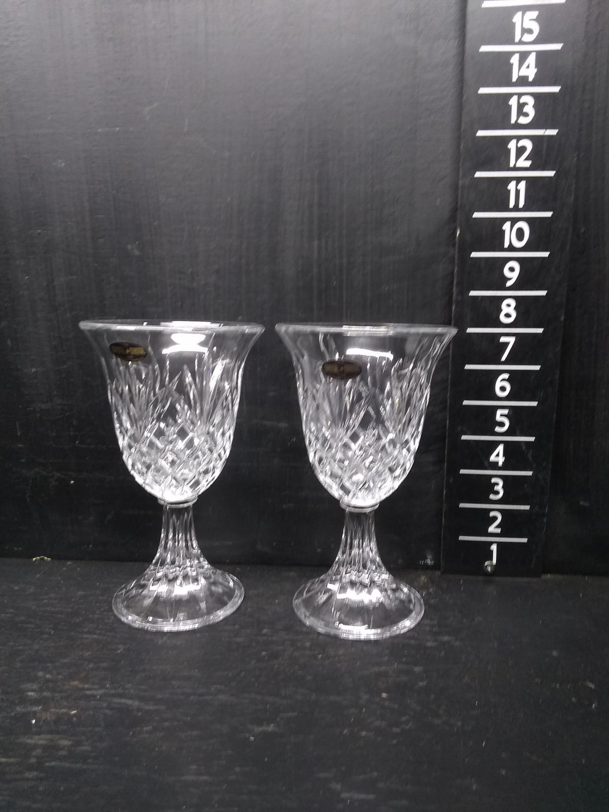 Pair Lead Crystal Stemmed Glasses