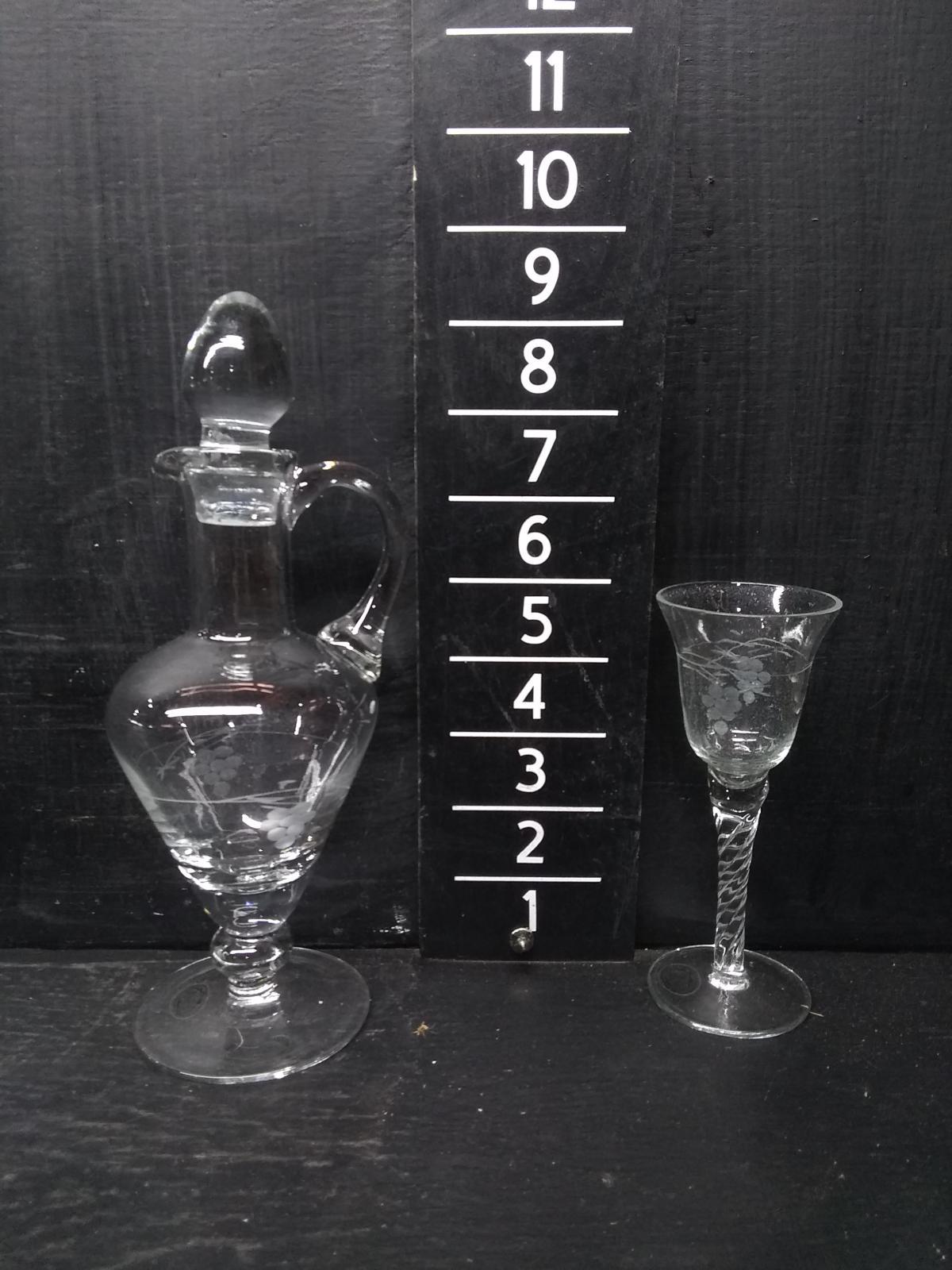 Collection 6 Twisted Stem Crystal Cordials with Pitcher