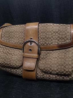 Unauthenticated Fabric Coach Purse with Buckle