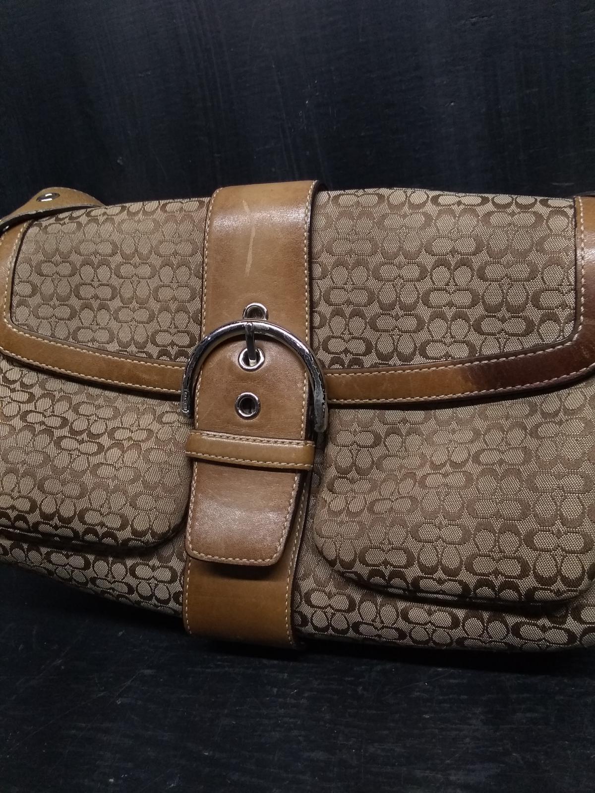 Unauthenticated Fabric Coach Purse with Buckle