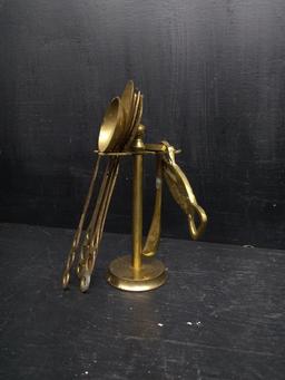 Collection Assorted Brass-Spoons & Shaving Stands