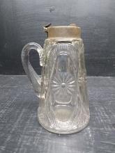 Turn of the Century Pressed Glass Syrup Pitcher -no lid