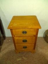 Vintage Hardrock Maple 3 Drawer Side Table