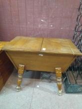 Vintage Hardrock Maple Double Lift Top Storage Table