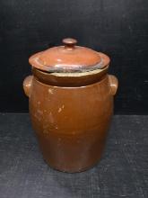 Antique Pottery Storage Jar with Lid