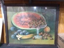 Framed Vintage Print-Still Life of Fruit