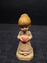 Hand Carved Anri of Italy -Girl with Heart