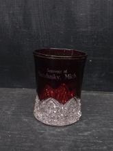 Vintage 1800s EAPG Ruby Glass Souvenir Cup-Sandusky, Mich.