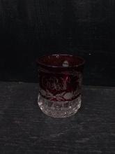 Vintage 1800s EAPG Ruby Cup with Initials "CRN"