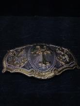 Large Cross B Hosanna Silver and Gold Tone Belt Buckle