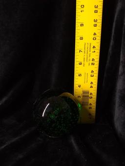 Studio Art Glass Green Bubble Paperweight