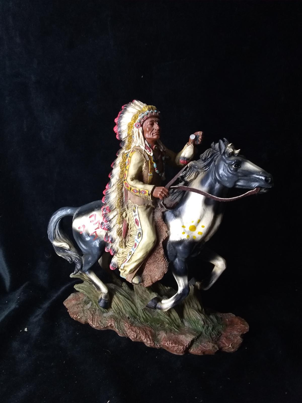 Resin Figure - Native American Chief on Horse