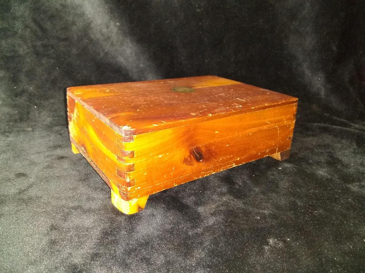 Vintage Cedar Card Holder