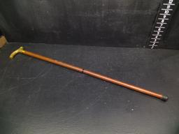 Vintage Walking Cane-Brass Handle with Tree Leaf Detail