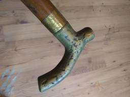 Vintage Walking Cane-Brass Handle with Tree Leaf Detail