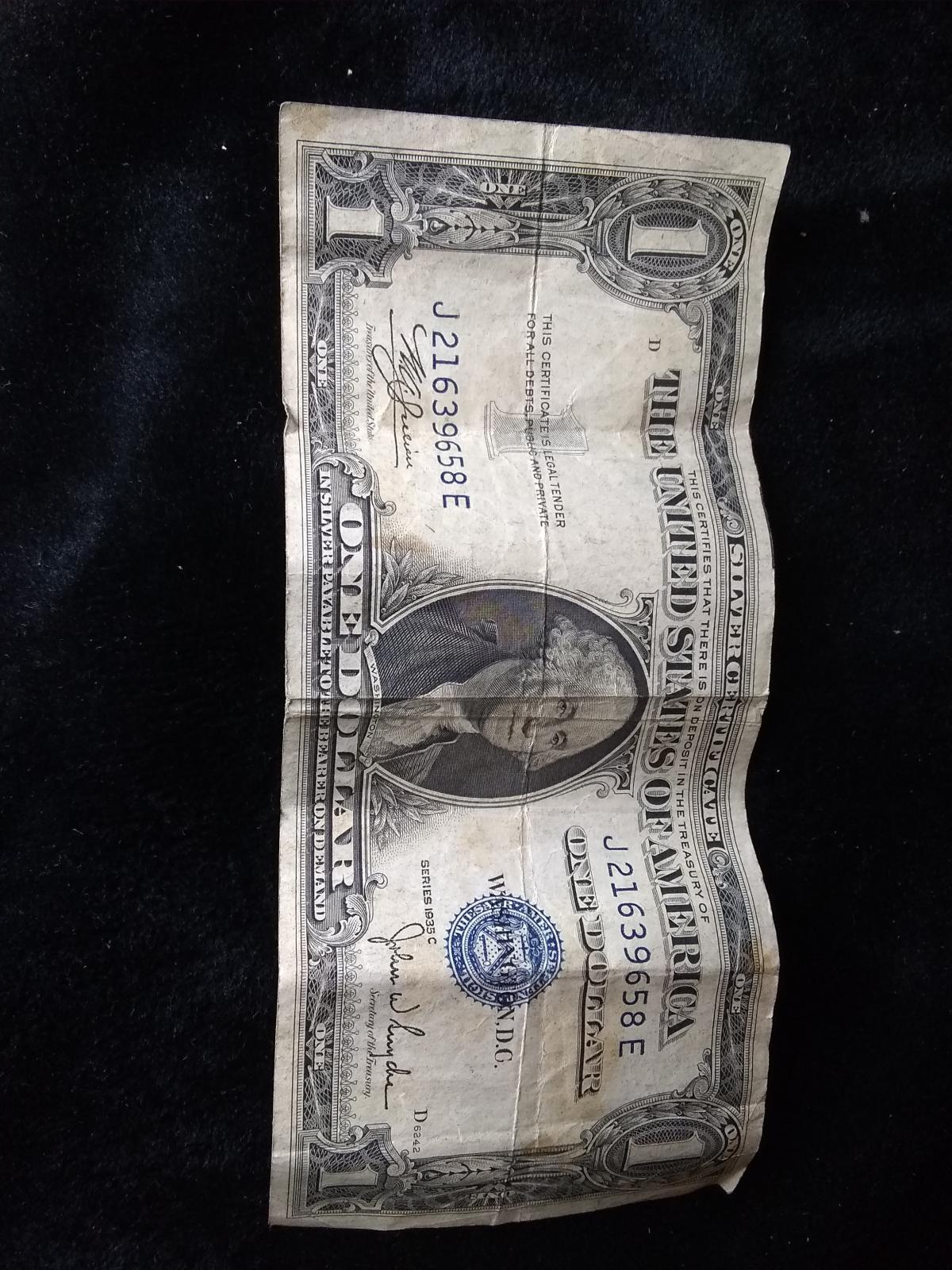 1935C Silver Certificate One Dollar Note
