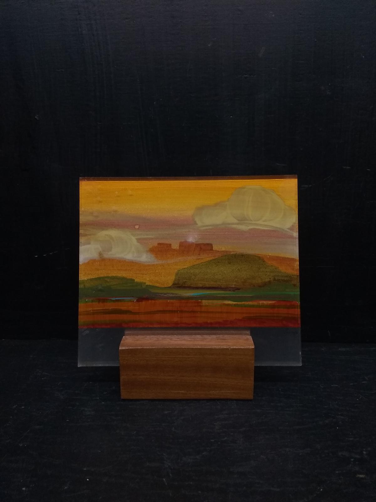 Artisan Reverse Hand painted Glass "The Sahara Landscape" signed