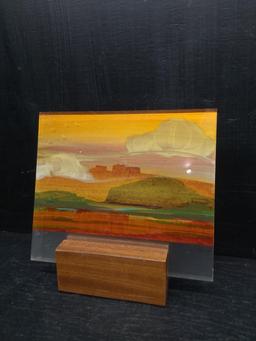 Artisan Reverse Hand painted Glass "The Sahara Landscape" signed