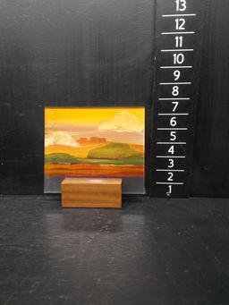 Artisan Reverse Hand painted Glass "The Sahara Landscape" signed