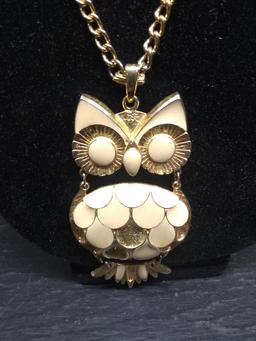 Jewelry-Vintage MCM Costume Jewelry Necklace with Owl Pendant