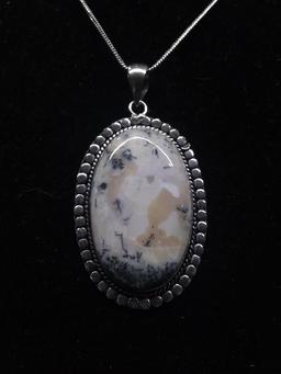 Jewelry-Necklace with Polished Stone-Dendrite Opal