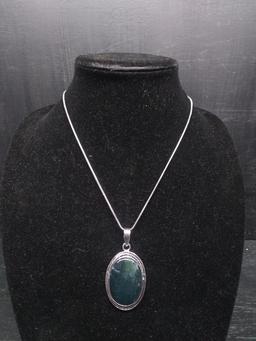 Jewelry-Necklace with Polished Stone-Moss Agate