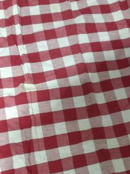 Vintage Red and White Print Tablecloth