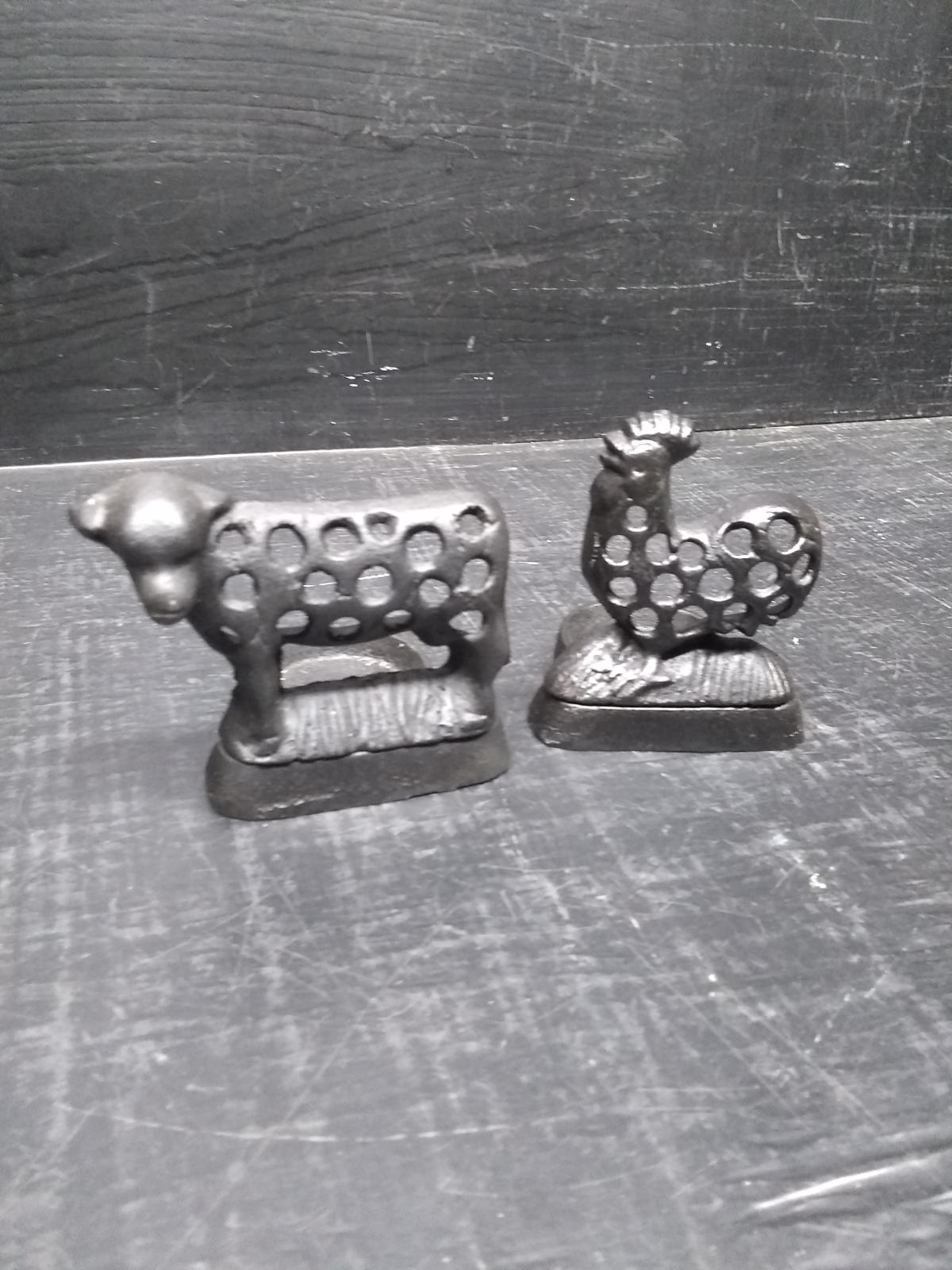 Cast Iron Rooster and Lamb Tea Lights