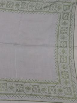 Vintage Green Needlework Bridgecloth