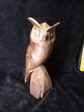 Hand Carved Wooden Owl Figure