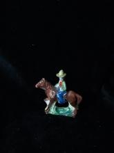 Vintage Hand Painted Ceramic Man On Horse Figure