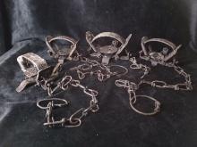 Collection of (4) Vintage Metal Foot Traps