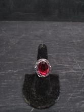 Jewelry-Ring with Polished Stone-Garnet size 7