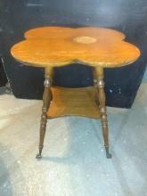 Antique Oak Cloverleaf Side Table