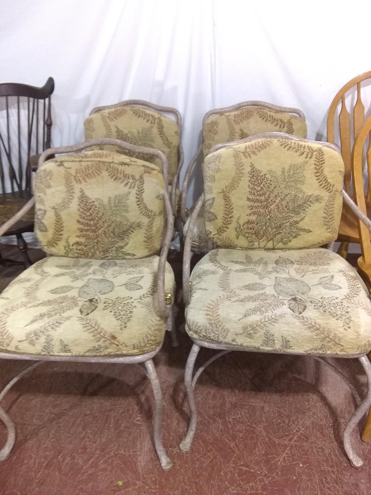 Collection 4 Upholstered Metal Patio Chairs