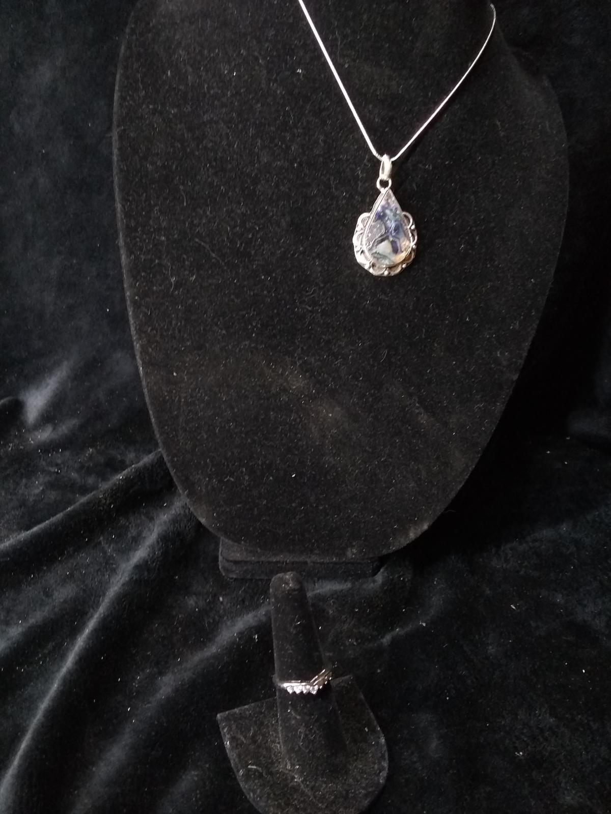 Polished Stone Lapis Pendant with Sterling Silver Chain