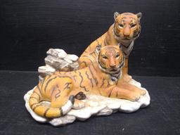 Home Interiors Gifts "Endangered Species Siberian Tigers 1996 Ceramic Figure