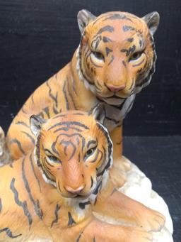 Home Interiors Gifts "Endangered Species Siberian Tigers 1996 Ceramic Figure