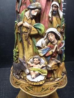 Contemporary Resin Decorative Christmas Tree-Nativity Scene