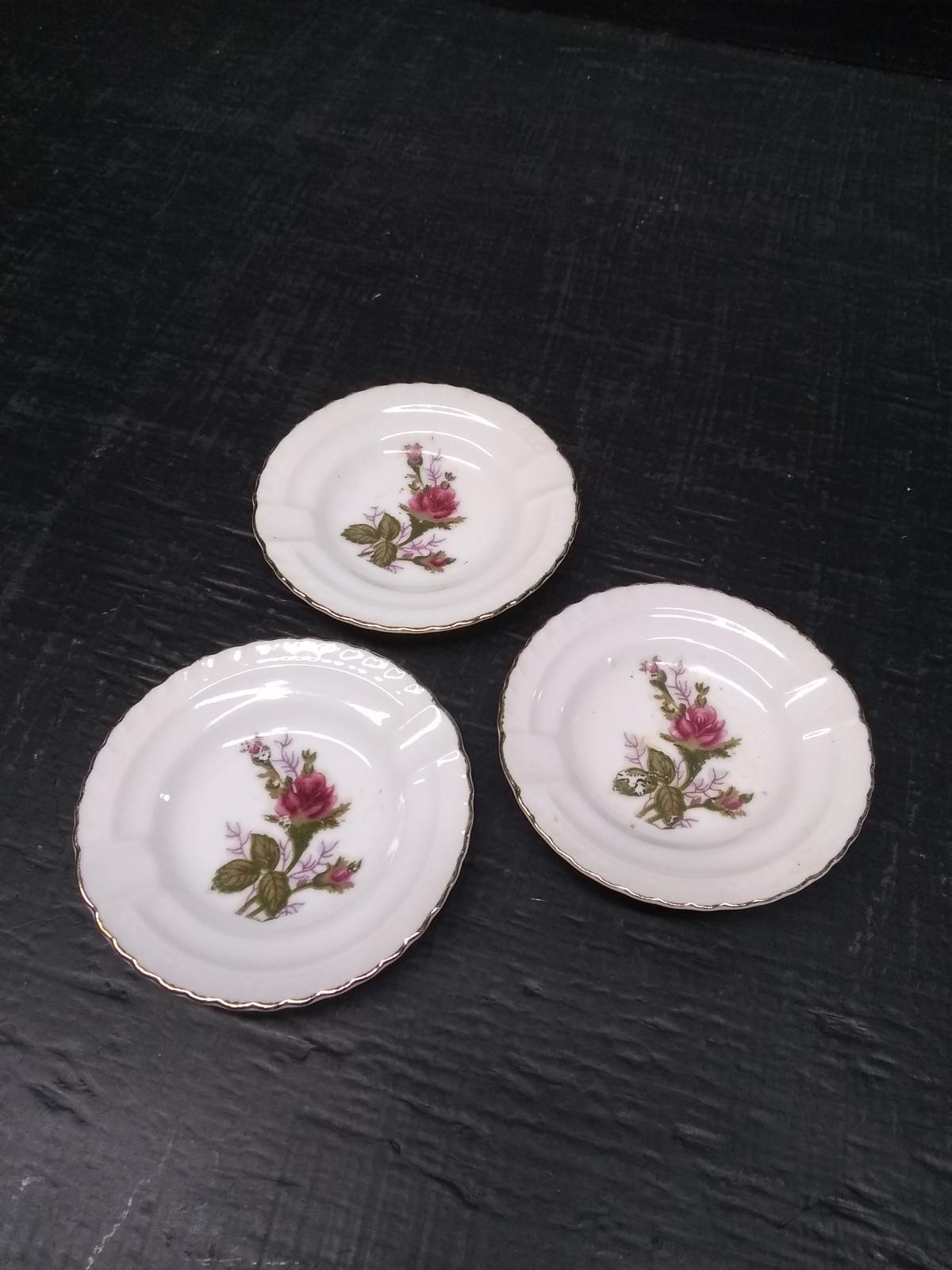 (3) Vintage Petite Ashtray -Roses Made in Japan